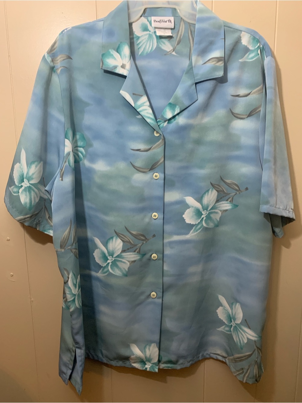 Vintage BonWorth Blue Floral Button-Up Women’s XL